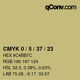 カラーコード: CMYK 0 / 5 / 37 / 23 | qconv.com