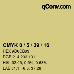 カラーコード: CMYK 0 / 5 / 39 / 16 | qconv.com