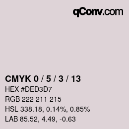 カラーコード: CMYK 0 / 5 / 3 / 13 | qconv.com