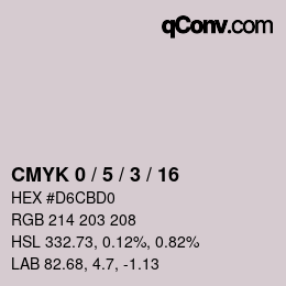 Farbcode: CMYK 0 / 5 / 3 / 16 | qconv.com