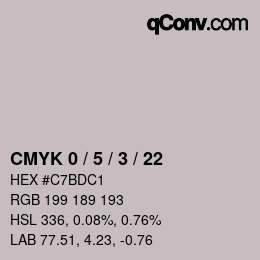 カラーコード: CMYK 0 / 5 / 3 / 22 | qconv.com