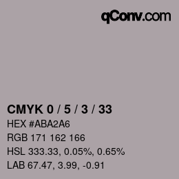 Farbcode: CMYK 0 / 5 / 3 / 33 | qconv.com