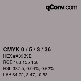 カラーコード: CMYK 0 / 5 / 3 / 36 | qconv.com