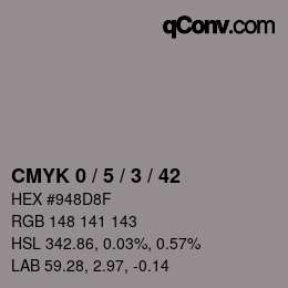 Código de color: CMYK 0 / 5 / 3 / 42 | qconv.com