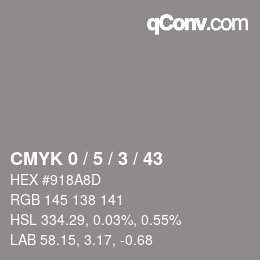 颜色代码: CMYK 0 / 5 / 3 / 43 | qconv.com
