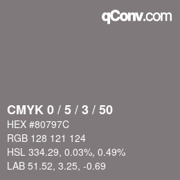 Código de color: CMYK 0 / 5 / 3 / 50 | qconv.com