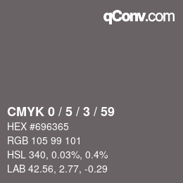 Farbcode: CMYK 0 / 5 / 3 / 59 | qconv.com