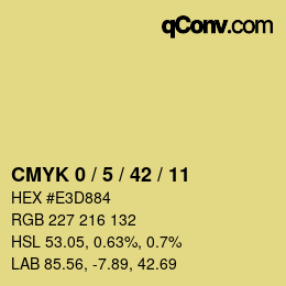 カラーコード: CMYK 0 / 5 / 42 / 11 | qconv.com
