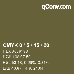Farbcode: CMYK 0 / 5 / 45 / 60 | qconv.com