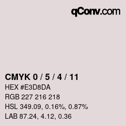 カラーコード: CMYK 0 / 5 / 4 / 11 | qconv.com