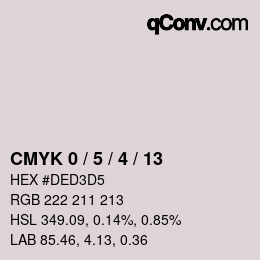 カラーコード: CMYK 0 / 5 / 4 / 13 | qconv.com