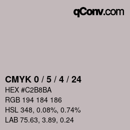 カラーコード: CMYK 0 / 5 / 4 / 24 | qconv.com