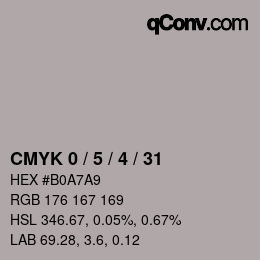 カラーコード: CMYK 0 / 5 / 4 / 31 | qconv.com