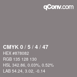 Color code: CMYK 0 / 5 / 4 / 47 | qconv.com