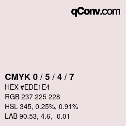 カラーコード: CMYK 0 / 5 / 4 / 7 | qconv.com