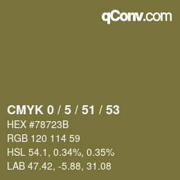 Farbcode: CMYK 0 / 5 / 51 / 53 | qconv.com