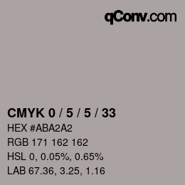 カラーコード: CMYK 0 / 5 / 5 / 33 | qconv.com