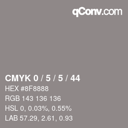 Color code: CMYK 0 / 5 / 5 / 44 | qconv.com