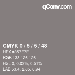 Color code: CMYK 0 / 5 / 5 / 48 | qconv.com