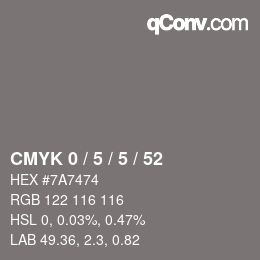 Color code: CMYK 0 / 5 / 5 / 52 | qconv.com