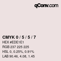カラーコード: CMYK 0 / 5 / 5 / 7 | qconv.com