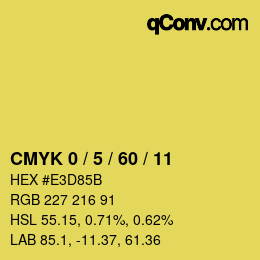 カラーコード: CMYK 0 / 5 / 60 / 11 | qconv.com