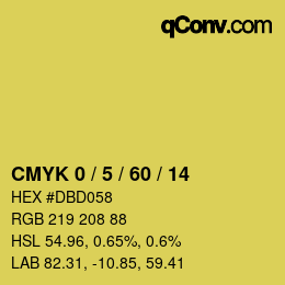 カラーコード: CMYK 0 / 5 / 60 / 14 | qconv.com
