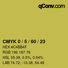 カラーコード: CMYK 0 / 5 / 60 / 23 | qconv.com