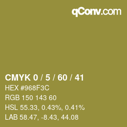 カラーコード: CMYK 0 / 5 / 60 / 41 | qconv.com