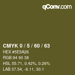 カラーコード: CMYK 0 / 5 / 60 / 63 | qconv.com