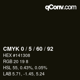 カラーコード: CMYK 0 / 5 / 60 / 92 | qconv.com
