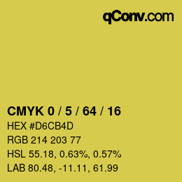 Farbcode: CMYK 0 / 5 / 64 / 16 | qconv.com