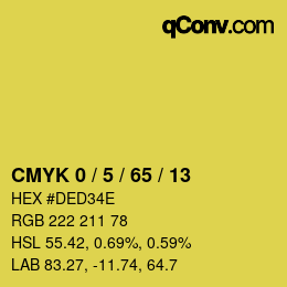 カラーコード: CMYK 0 / 5 / 65 / 13 | qconv.com