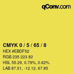 カラーコード: CMYK 0 / 5 / 65 / 8 | qconv.com