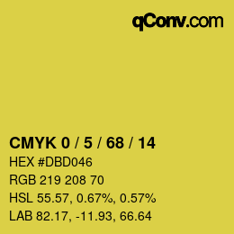 カラーコード: CMYK 0 / 5 / 68 / 14 | qconv.com