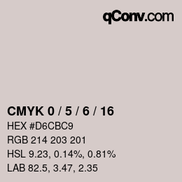 颜色代码: CMYK 0 / 5 / 6 / 16 | qconv.com