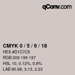 カラーコード: CMYK 0 / 5 / 6 / 18 | qconv.com