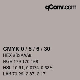 Code couleur: CMYK 0 / 5 / 6 / 30 | qconv.com