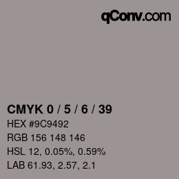 颜色代码: CMYK 0 / 5 / 6 / 39 | qconv.com