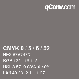 Color code: CMYK 0 / 5 / 6 / 52 | qconv.com