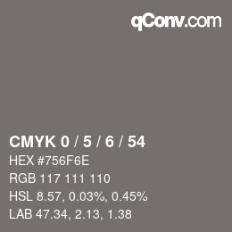 カラーコード: CMYK 0 / 5 / 6 / 54 | qconv.com