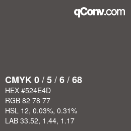 カラーコード: CMYK 0 / 5 / 6 / 68 | qconv.com