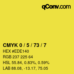 颜色代码: CMYK 0 / 5 / 73 / 7 | qconv.com