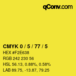 颜色代码: CMYK 0 / 5 / 77 / 5 | qconv.com