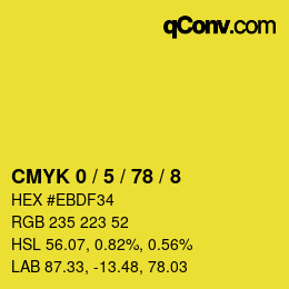 カラーコード: CMYK 0 / 5 / 78 / 8 | qconv.com