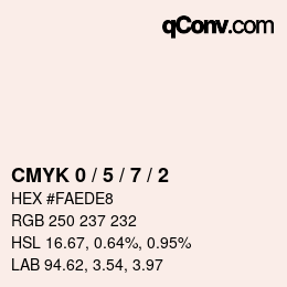 カラーコード: CMYK 0 / 5 / 7 / 2 | qconv.com