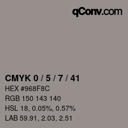 Farbcode: CMYK 0 / 5 / 7 / 41 | qconv.com