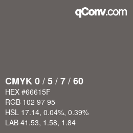 颜色代码: CMYK 0 / 5 / 7 / 60 | qconv.com
