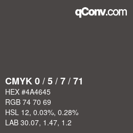 Color code: CMYK 0 / 5 / 7 / 71 | qconv.com