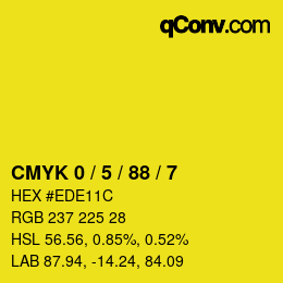 Farbcode: CMYK 0 / 5 / 88 / 7 | qconv.com